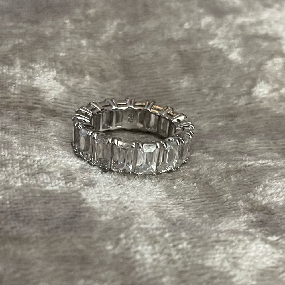 Signed Swarovski Silver Vittore Rectangular Cut Ring |  7 | New - Picture 15 of 16